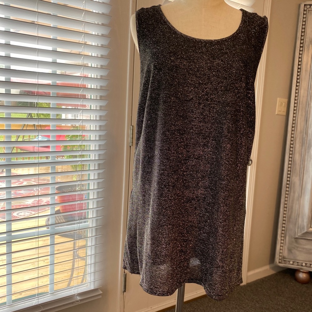 2X Silver Sparkly Sleeveless Top
